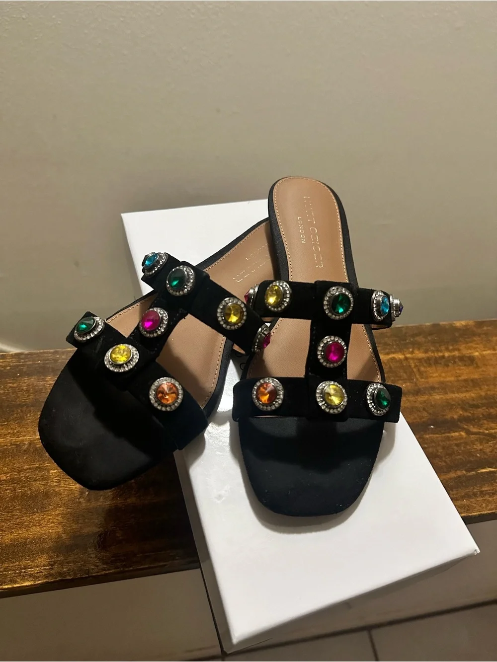 Kurt GeigerOctavia Suede Jeweled Slide Sandals